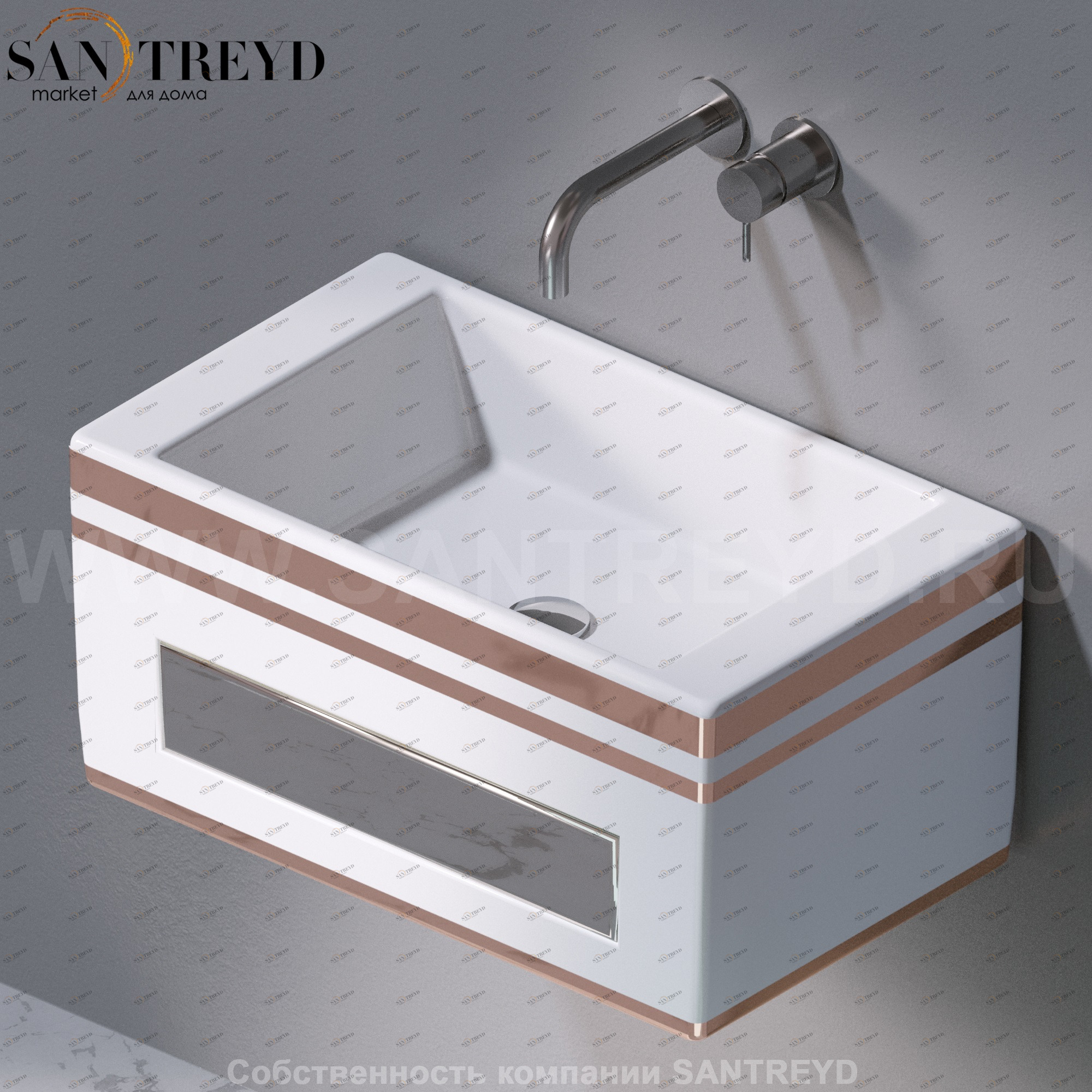 L116467R Подвесная раковина настенная прямоугольная A. e T. Italia Tower белая AeT ITALIA