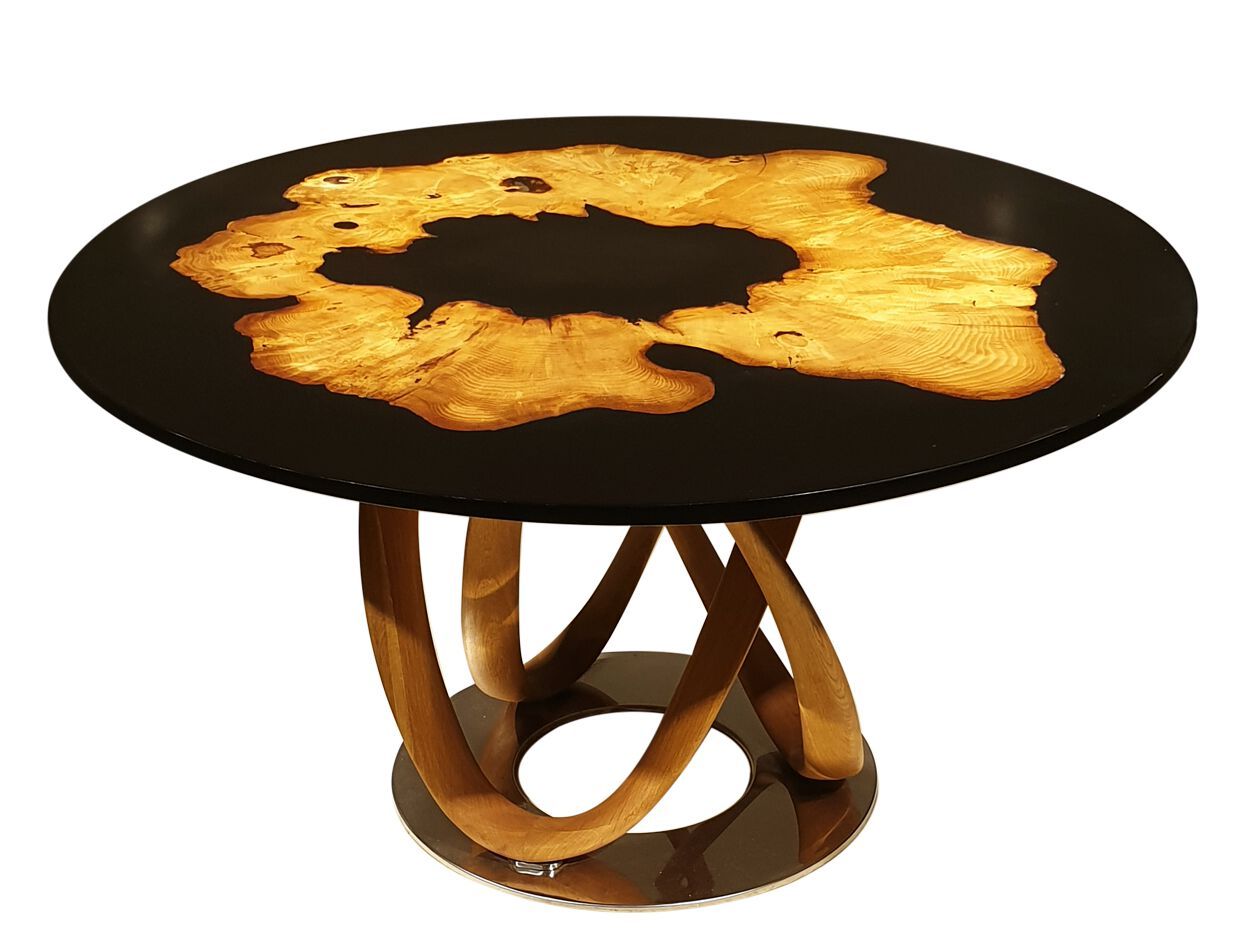 Круглый стол из оливкового дерева и смолы Legnor LEG2408789 ARCH-00063804