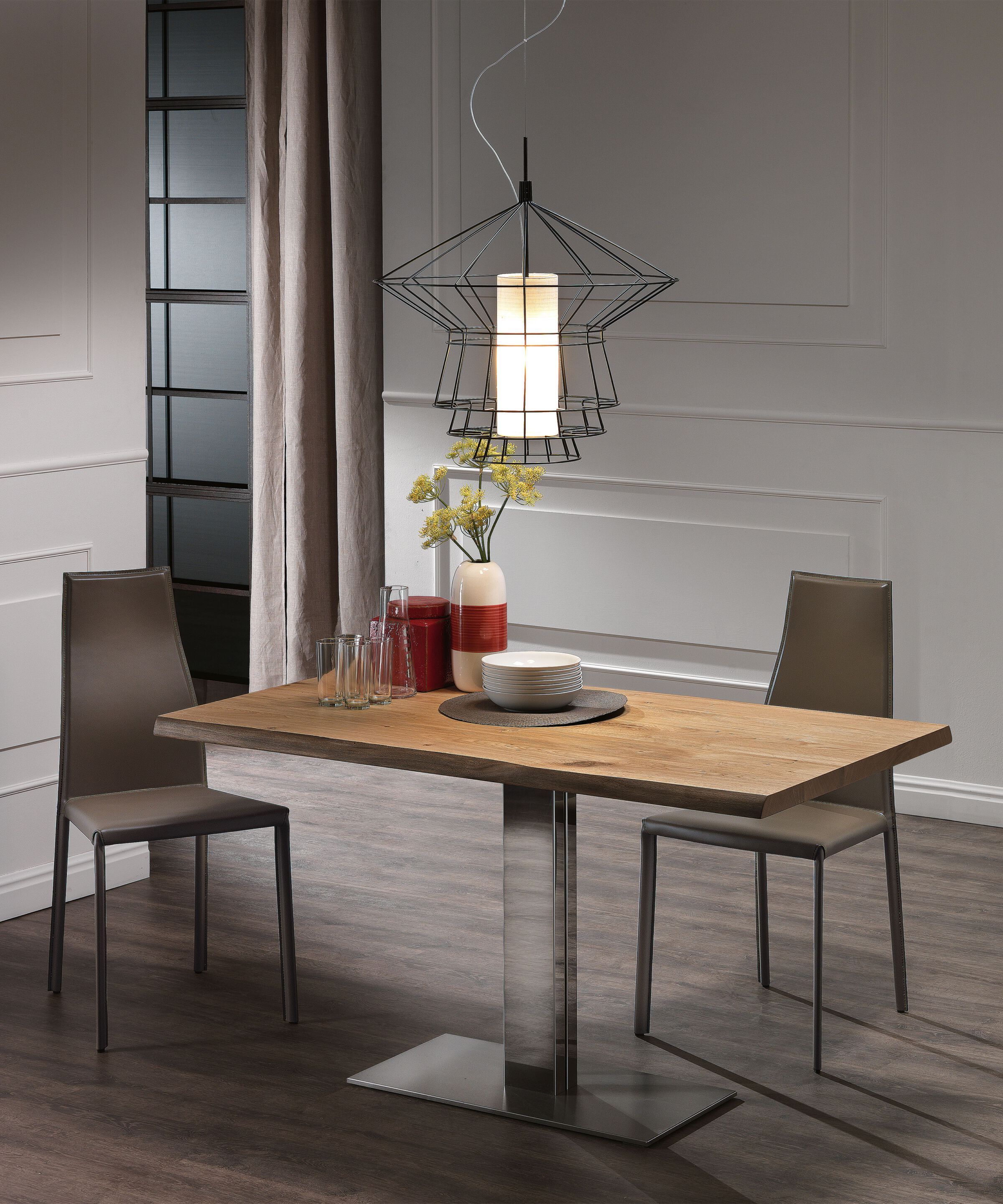 Прямоугольный стол из нержавеющей стали и дерева Cattelan italia ELVIS WOOD ARCH-00087081 - Вид №2