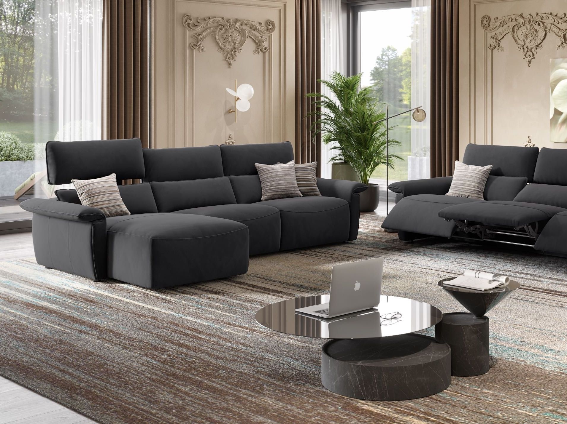 Тканевый диван с полуостровом Sofanella Merida ARCH-00064503 - Вид №4