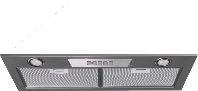 INLINEA 72 XE Встраиваемая вытяжка, ширина 72 см, отвод/рециркуляция, 650 м3/час, электронное управление, 3 скорости, галогенное освещение 2х20 вт, анодированный алюминиевый жироулавливающий фильтр,таймер, угольный фильтр с6с (опция), 42-58 дб, цвет сереб Santreyd  - Вид №2