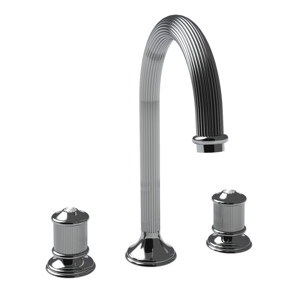 24501 / СТ-РБ Смеситель для раковины на три отверстия со сливом clic-clac. Bongio Royale80 24501/ST-RB