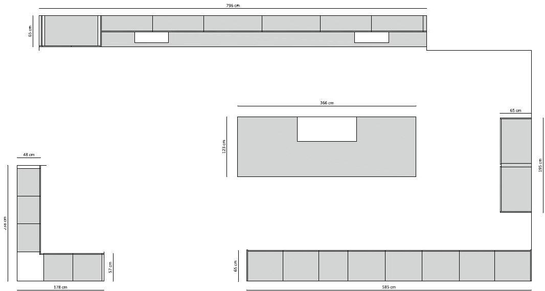 TM Italia Cucine Линейная кухня с двухтактным открыванием с островом T30 sun-id-1357884 - Вид №7