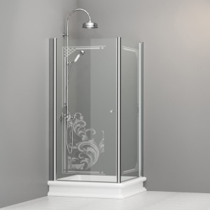 9149N0 Душевая кабина DX с распашной дверью и фиксированной боковой частью для душевого поддона квадрат 100x100, цвет Хромированный Kerasan RETRO Италия