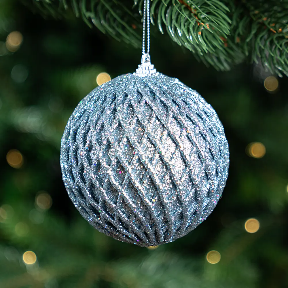 Ажурный елочный шар KREAFORTA серый с блестками ø10 см 89420652 STLM-1581731