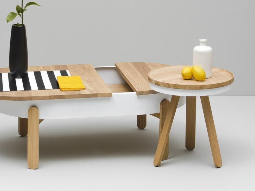 Woodendot Круглый деревянный журнальный столик с подносом sun-id-1506647 - Вид №1