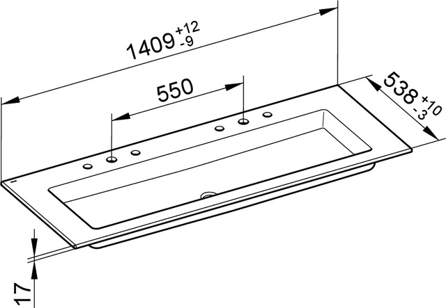 32160311406 Двойной керамический умывальник KEUCO Royal 60 - Вид №2