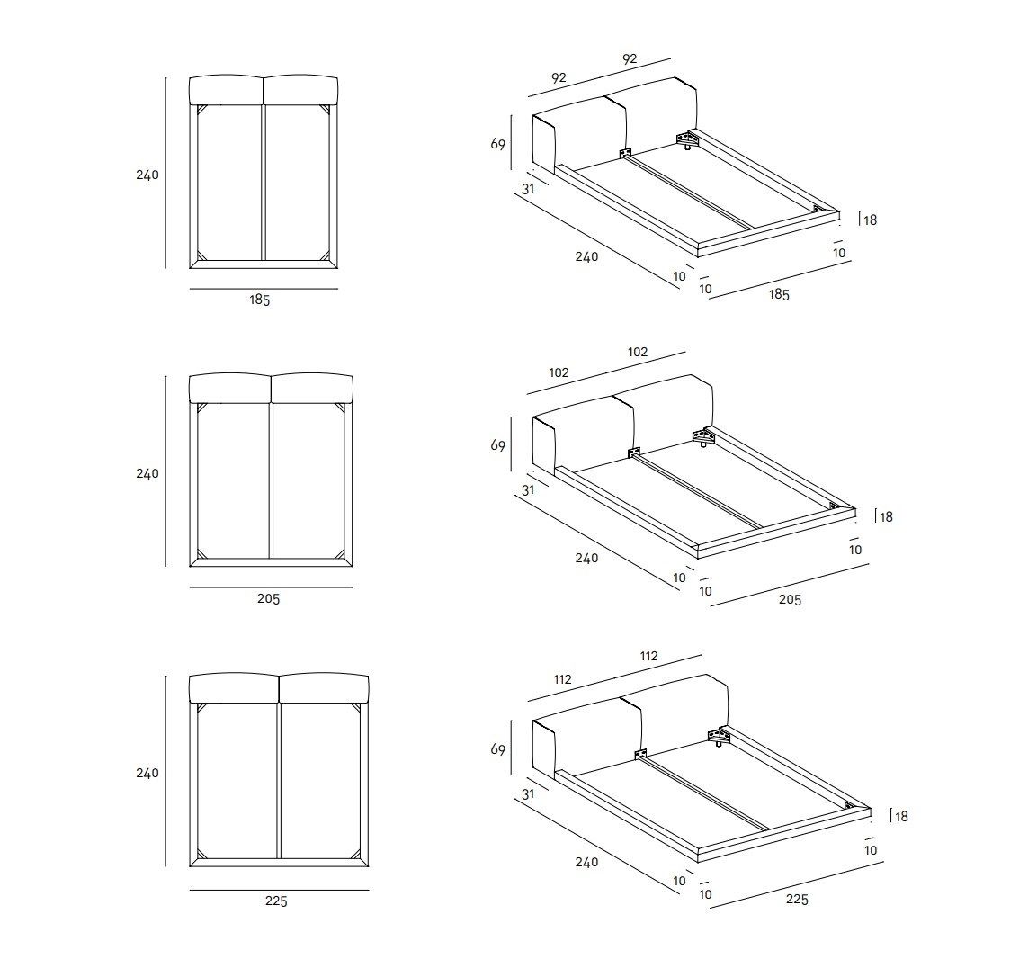 Двуспальная кровать с мягким изголовьем Living Divani Wall ARCH-00034519 - Вид №4