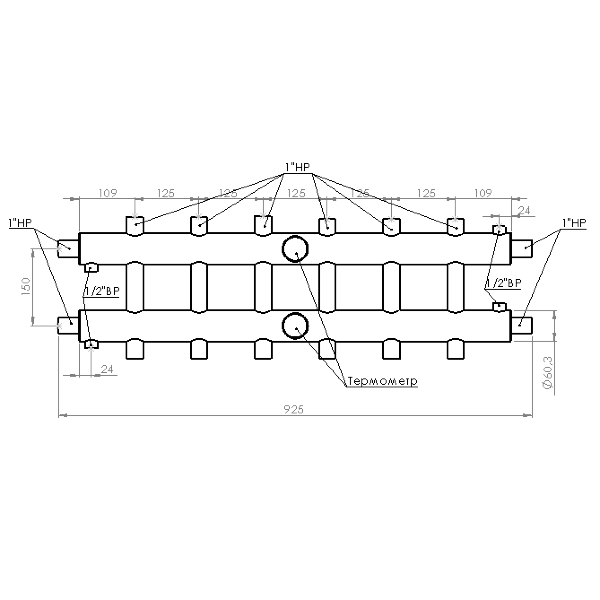Купить Распределительный коллектор GK 60 кВт, 7 контуров Прокситерм GK257 - Вид №4