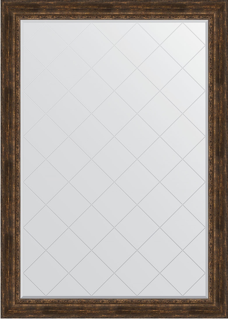 BY 4516 Зеркало с гравировкой в багетной раме - состаренное дерево с орнаментом 120 mm EVOFORM Exclusive-G