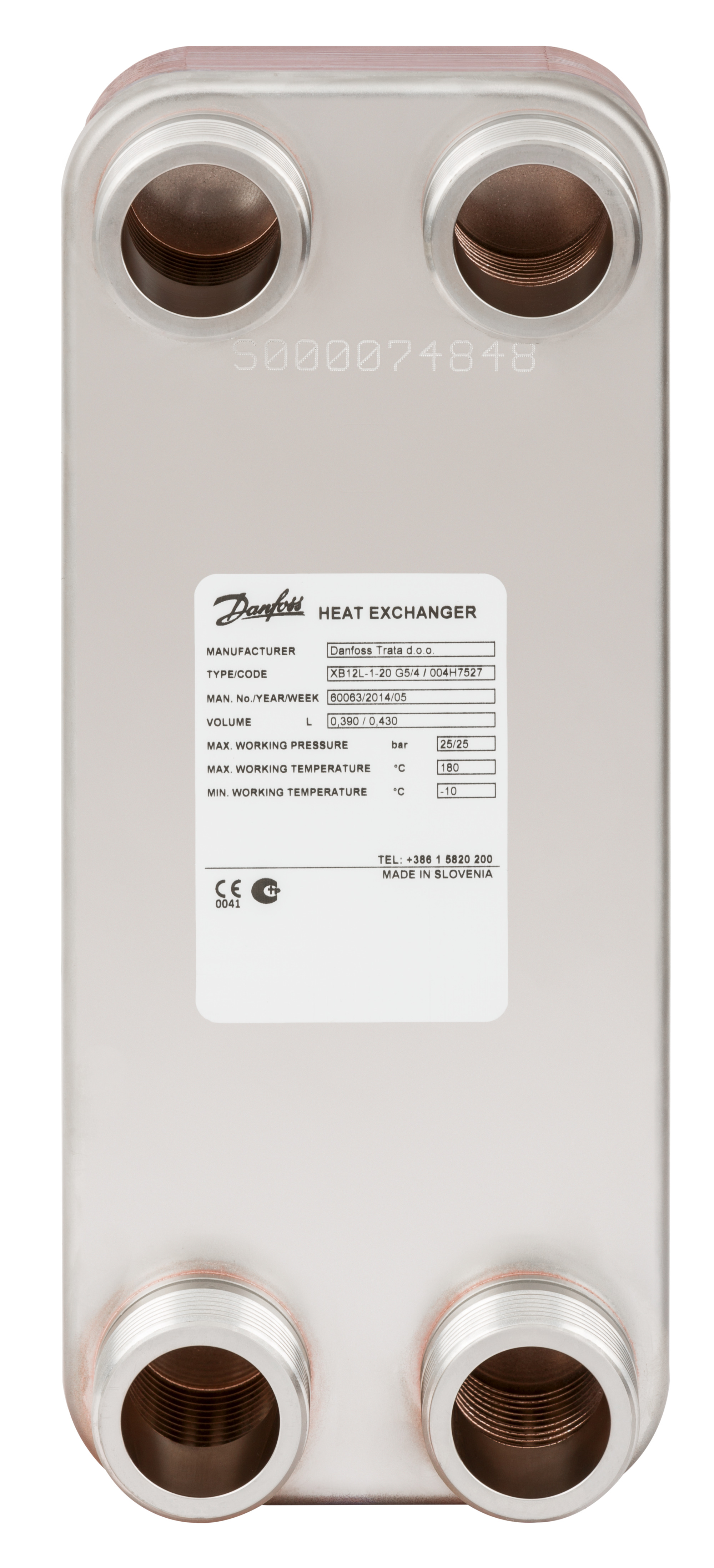 Danfoss Паяный пластинчатый теплообменник одноходовой серии XB12 XB 12L-1-20 PN25 паяный ТО G1 004H7662  - Вид №43