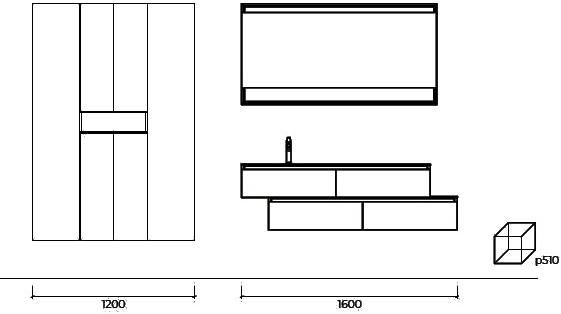 Cerasa Подвесная тумба под умывальник из меламина с зеркалом Segno sun-id-1384015 - Вид №3