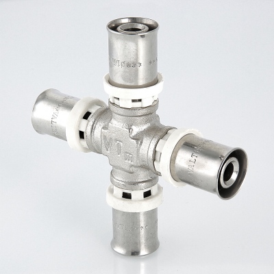 VTm.241.N.201620 Пресс-фитинг – крестовина Valtec 20 х 16 х 20 х 16 мм  - Вид №13