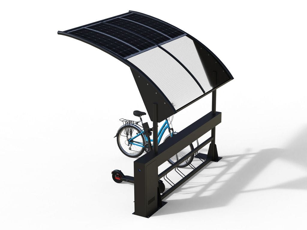 Навес с фотоэлектрическими панелями для велосипедов и мопедов EUROCOMITALIA современная мебель ARCH-00093036 - Вид №1