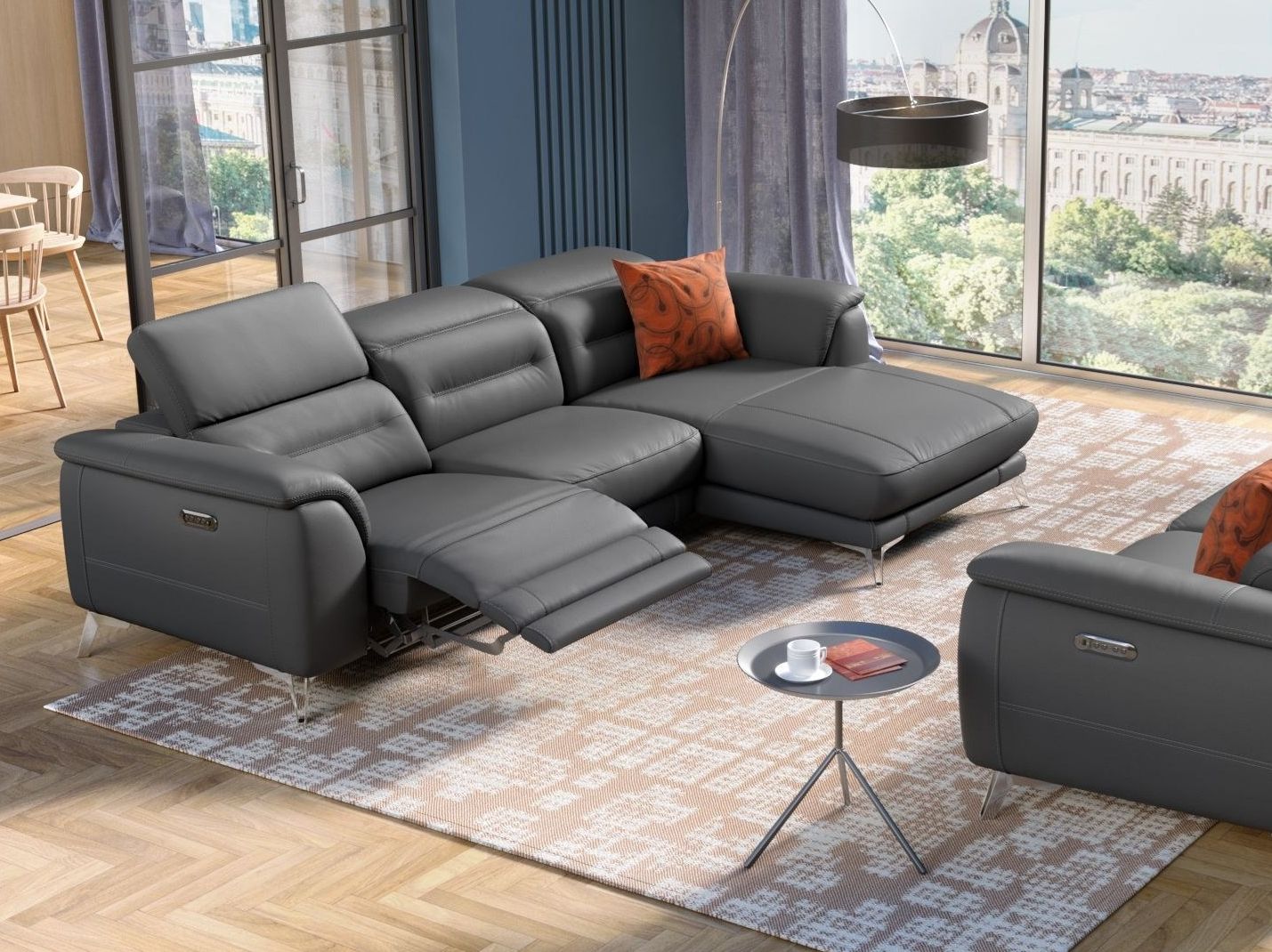 Кожаный диван с полуостровом Sofanella Gandino ARCH-00066679 - Вид №8