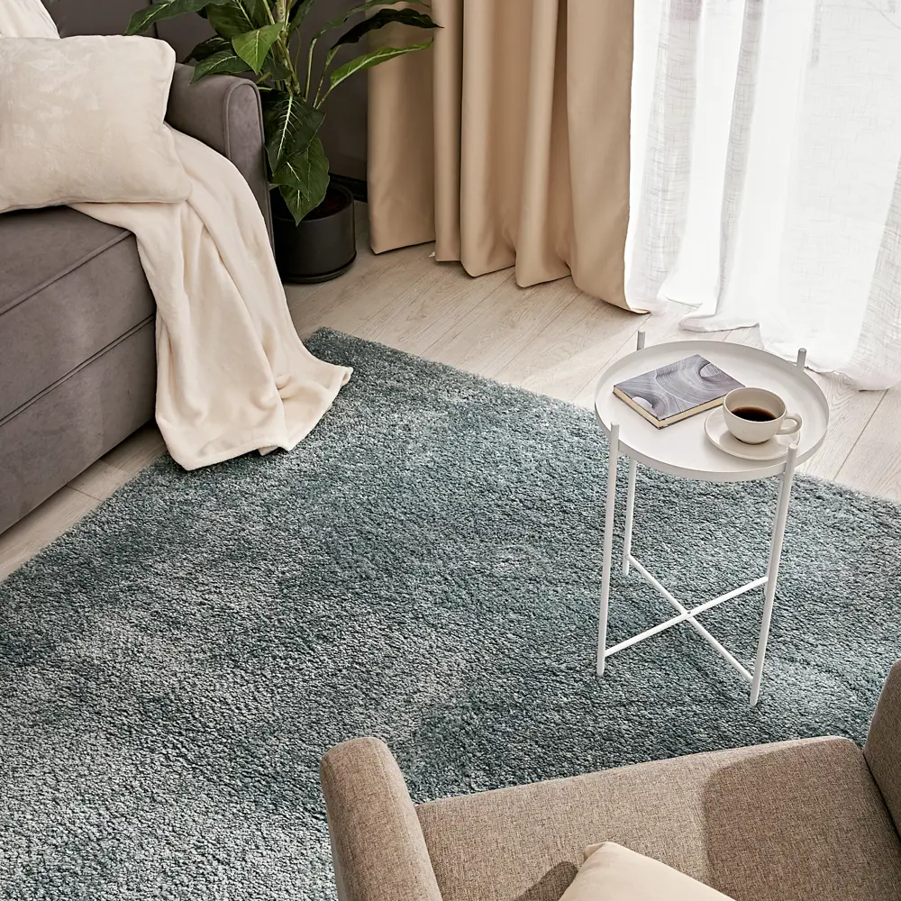 KREAFORTA Shaggy Bosfor - Голубой ковер с длинным ворсом 160x230 см 89394327 STLM-1570788