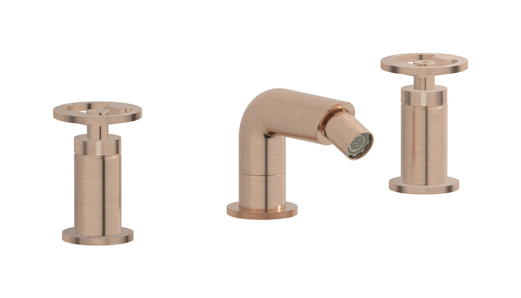 Смеситель для биде на 3 отверстия с донным клапаном WE ARE IB b1393sr Brushed Rose Gold Bold