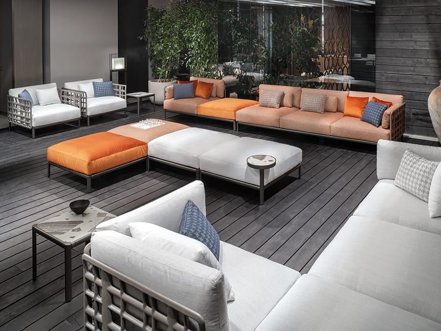 4-местный садовый диван из ткани и окрашенного металла Giorgetti Aldìa ARCH-00137710 - Вид №3