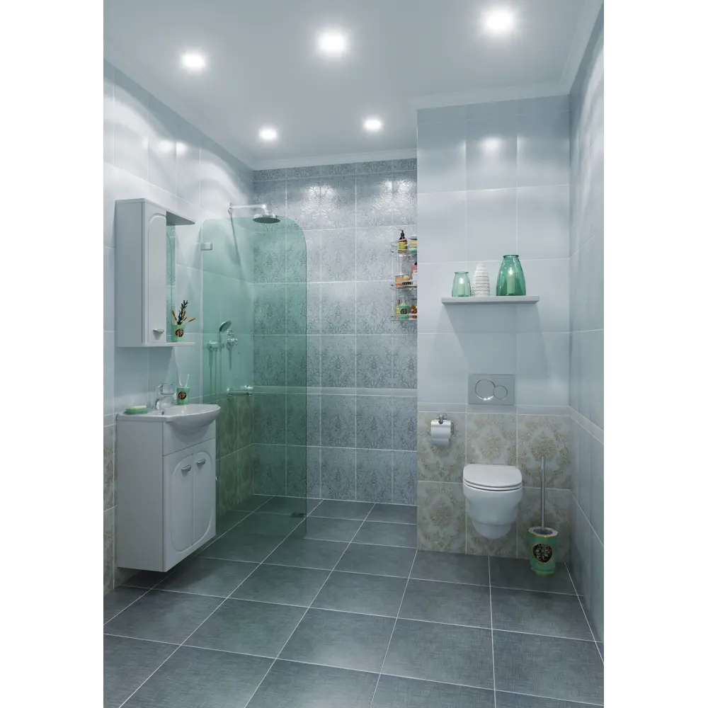 Плитка наcтенная «Дамаск 2С» глазурированная 27.5х40 см 1.65 м2 цвет серый Керамин STLM-2112000 - Вид №4