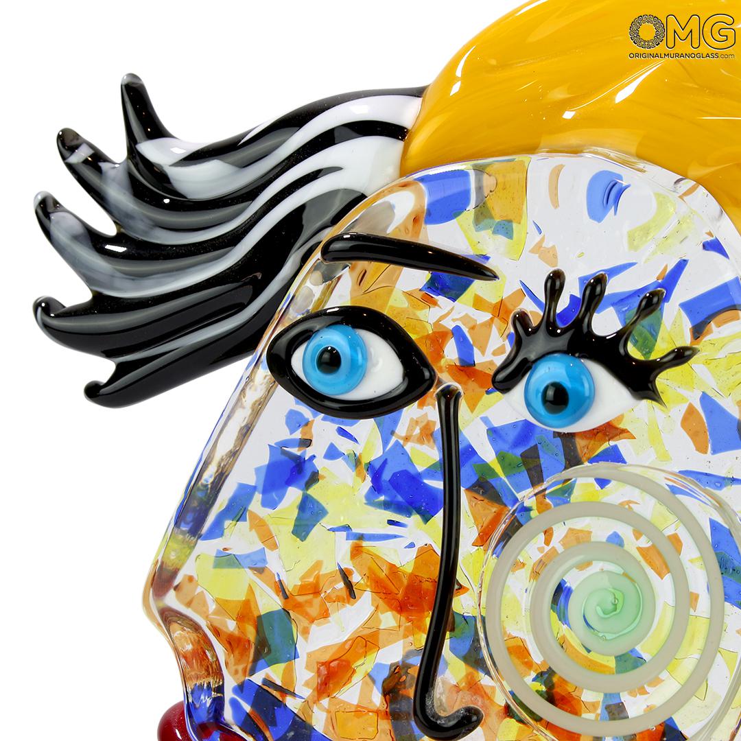 4724 ORIGINALMURANOGLASS Скульптура Голова Женщины - Pop Art - Original Murano Glass OMG 24 см PICASSO - Вид №1