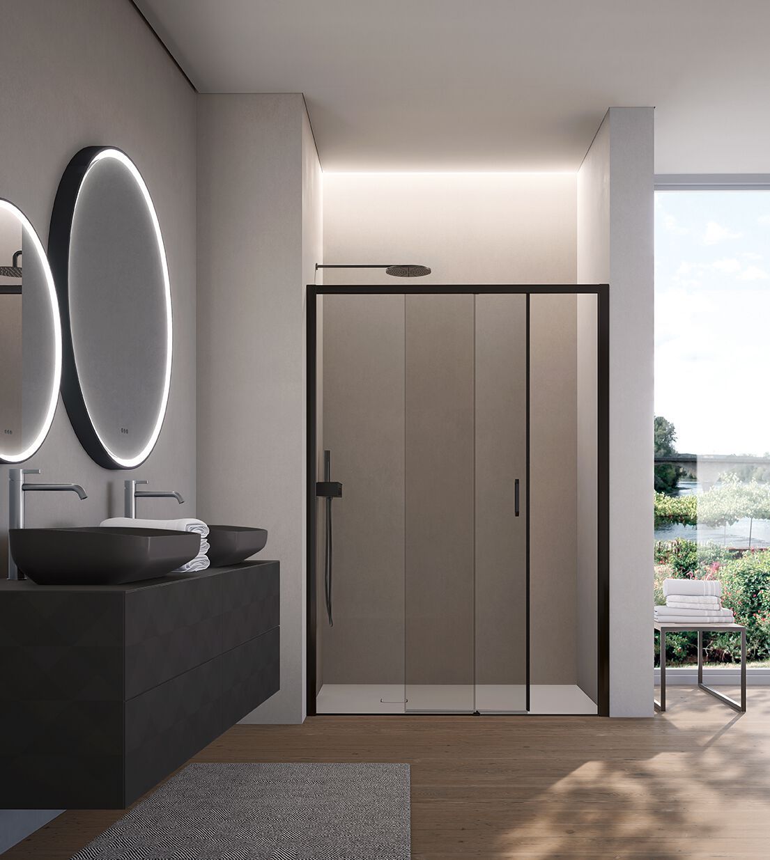 Стеклянная ниша душевая кабина с раздвижной дверью Gruppo Geromin Forty Plus ARCH-00118988 - Вид №1