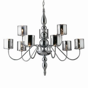 Подвесная люстра Ideal Lux Duca SP9 IDEAL LUX ДИЗАЙНЕРСКИЕ, DUCA, ДВУХЪЯРУСНЫЕ 057336 Хром