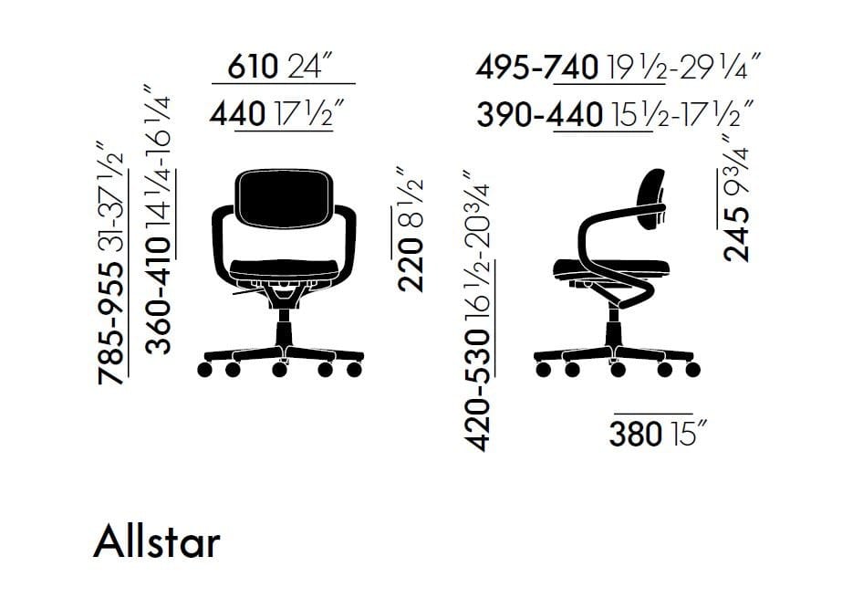 Регулируемый по высоте офисный стул с подлокотниками VITRA ALLSTAR ARCH-00050140 - Вид №59