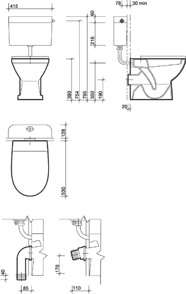 RE1438WH Приставной унитаз Twyford Refresh Santreyd  - Вид №2