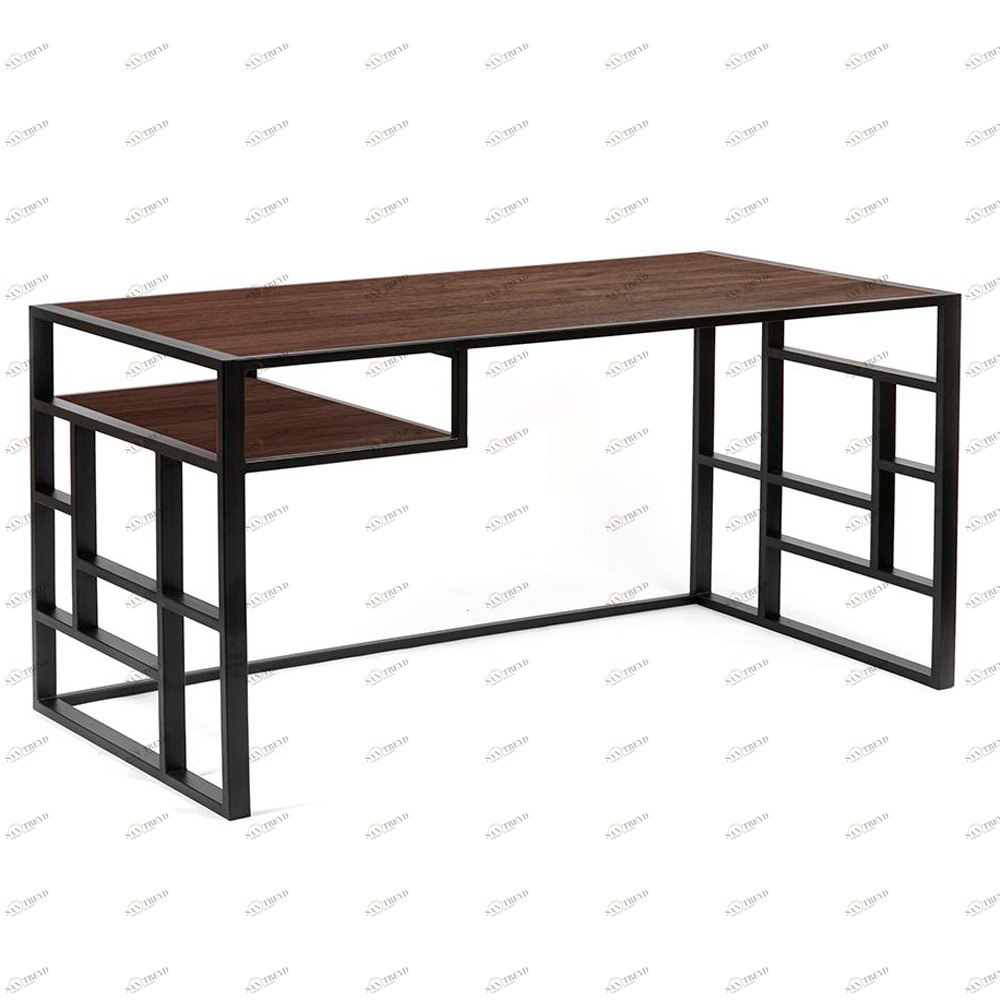 Письменный стол с полкой деревянный, американский орех Millenium lite black INTELLIGENT DESIGN ПИСЬМЕННЫЕ СТОЛЫ MILLENIUM 260939 Орех;коричневый 