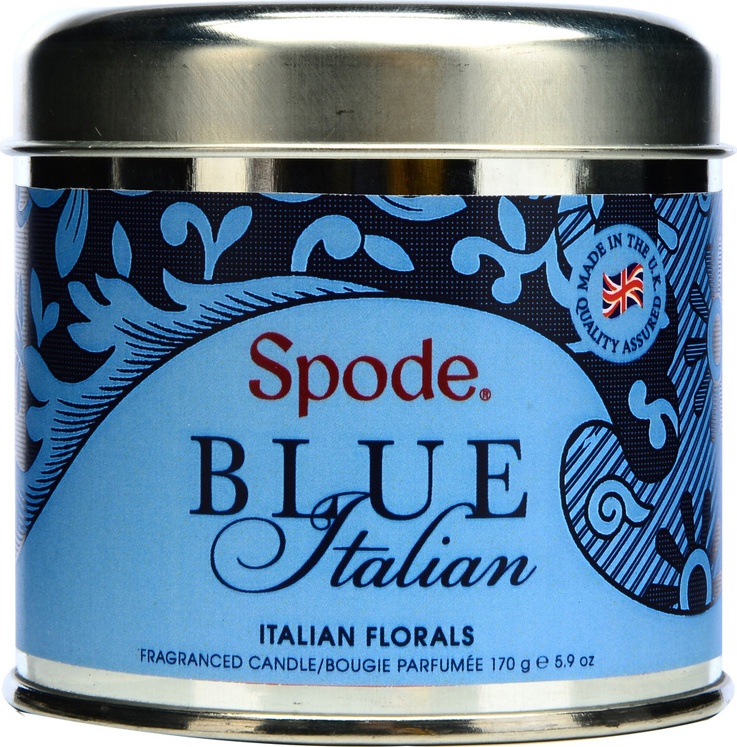 10615151 Spode Свеча в жестяной банке 7см "Голубая Италия" Воск 