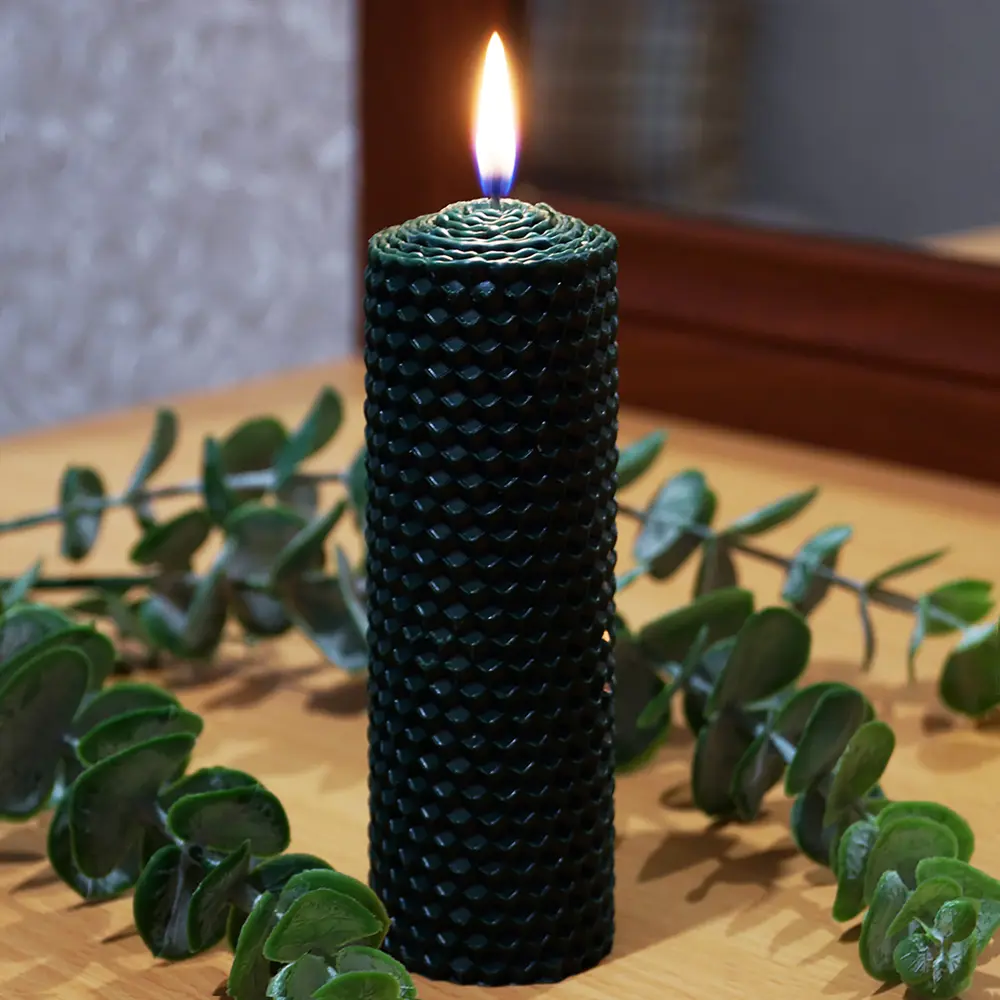 Свеча вощинная цилиндр зеленый мох 5x13 см EVIS STLM-2051899 - Вид №3