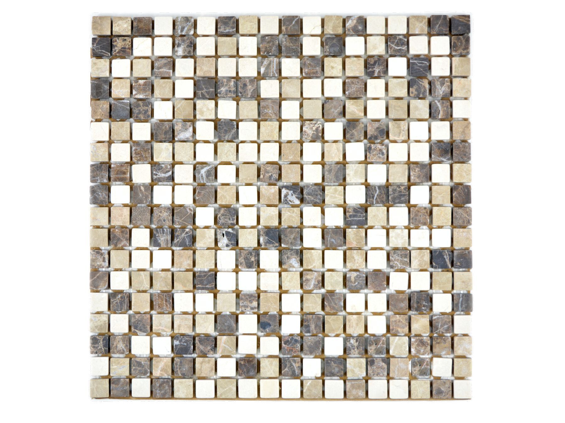 Мраморная мозаика Dark Emperador, травертин и Бьянконе Mosaix ARCH-00020708 - Вид №1