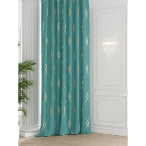 91712741 Штора на шторной ленте Comfy Way Сенфирас 150x250 см цвет бирюзовый STLM-1032955