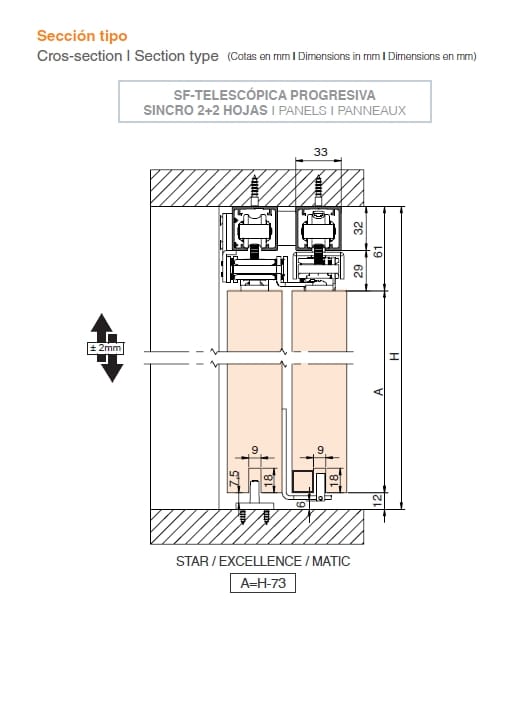 Система телескопических и синхронизированных дверей Saheco MULTIPLO TIMBER ARCH-00028061 - Вид №9