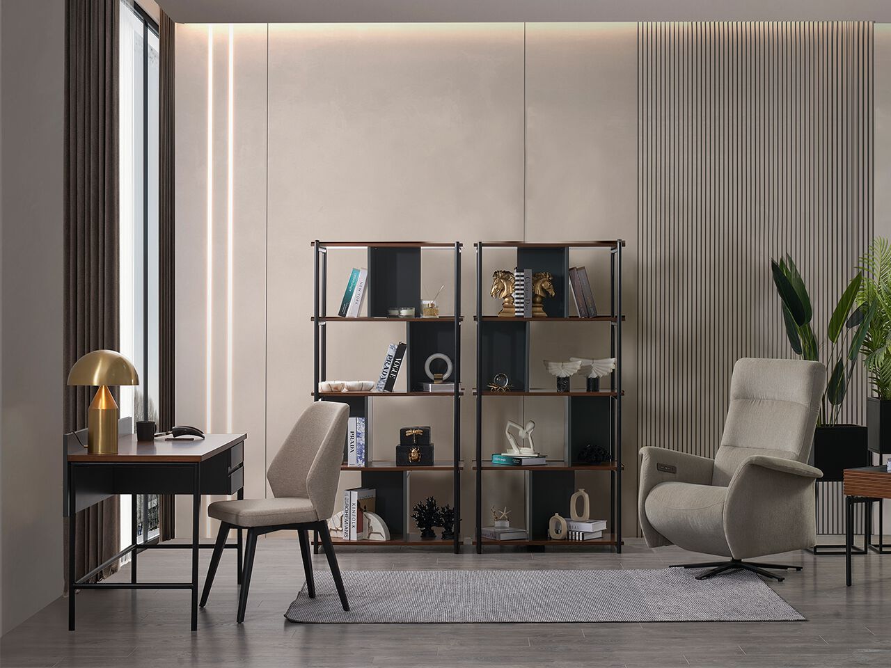 Отдельно стоящий книжный шкаф из дерева и металла NDESIGN пекан ARCH-00118494 - Вид №3
