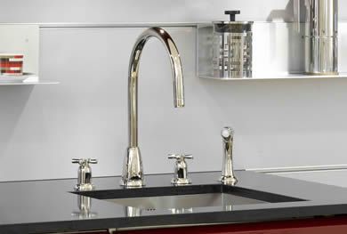 4890 Смеситель для мойки Callisto с C-изливом, перекрестными ручками и ополаскивателем Traditional Perrinandrowe - Вид №2