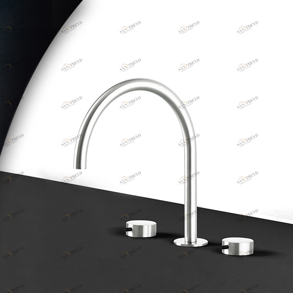 Смеситель для раковины сталь глянцевая с чёрной ручкой Toki Radomonte TKI25LCIL32