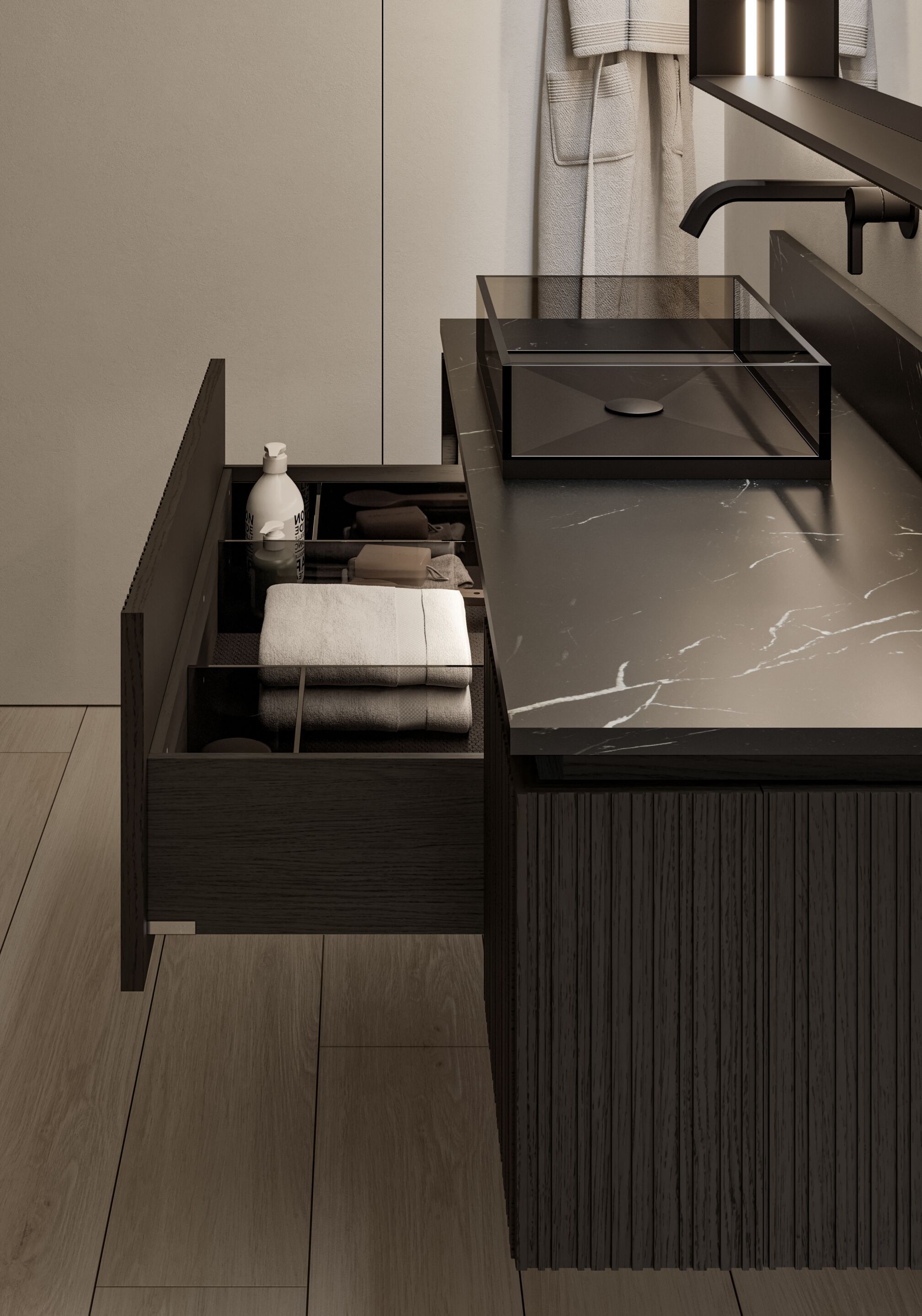 Подвесной шкаф из дуба с выдвижными ящиками Ideagroup ViaCondotti ARCH-00145939 - Вид №1