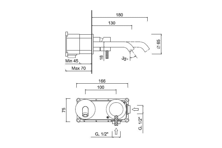 Настенный однорычажный смеситель для раковины Rubinetteria Giulini My Future Deluxe ARCH-00135438 - Вид №2
