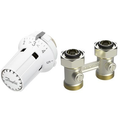 Danfoss Комплект RLV-KB/RTRW-K для радиаторов с нижним подключением (М30 х 1,5) RLV-KB 20 + RTRW-K, 3/4 Прямой 013G7233 