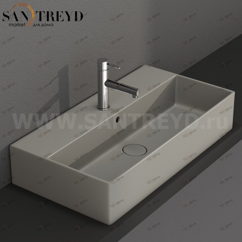 IN072CC Подвесная раковина настенная прямоугольная Ceramica Globo T-EDGE серая