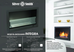 90671088 Биокамин встраиваемый фронтальный глухой Integra 700 STLM-0331693 SILVER SMITH