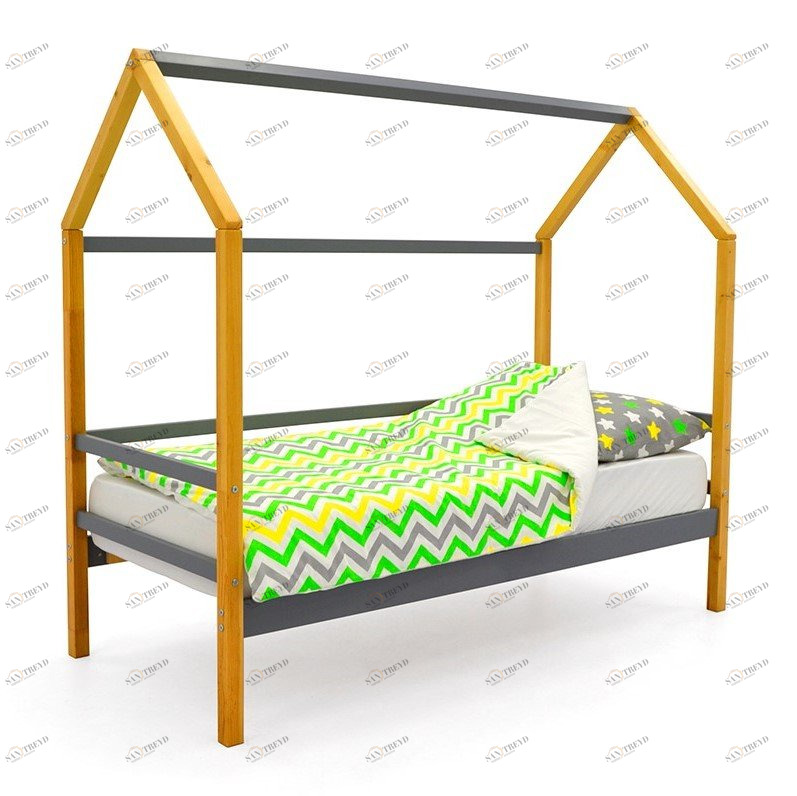 Кровать-домик детская дерево-графит Svogen БЕЛЬМАРКО  00-3833072 Бежевый Santreyd 