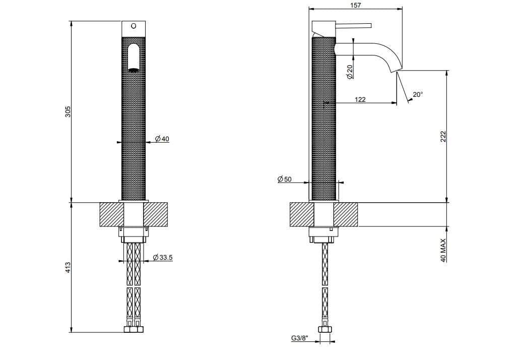 Смеситель для раковины из нержавеющей стали Gessi Messi316 ARCH-00036989 - Вид №4