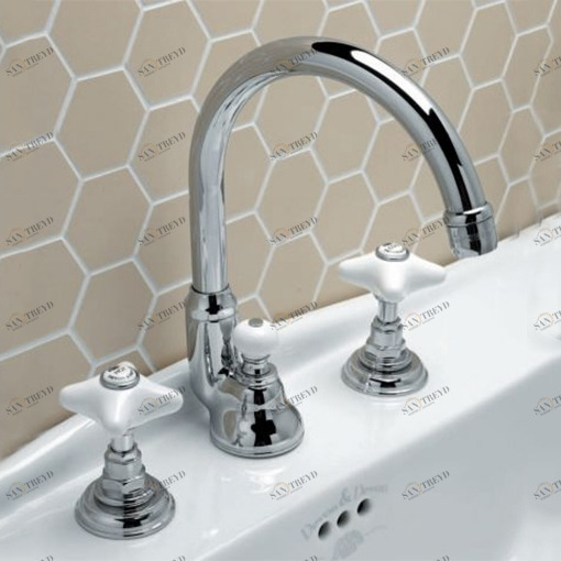 Смеситель на 3 отверстия для раковины с высоким изливом UTWR700ACR Devon Devon WHITE ROSE Devon&Devon