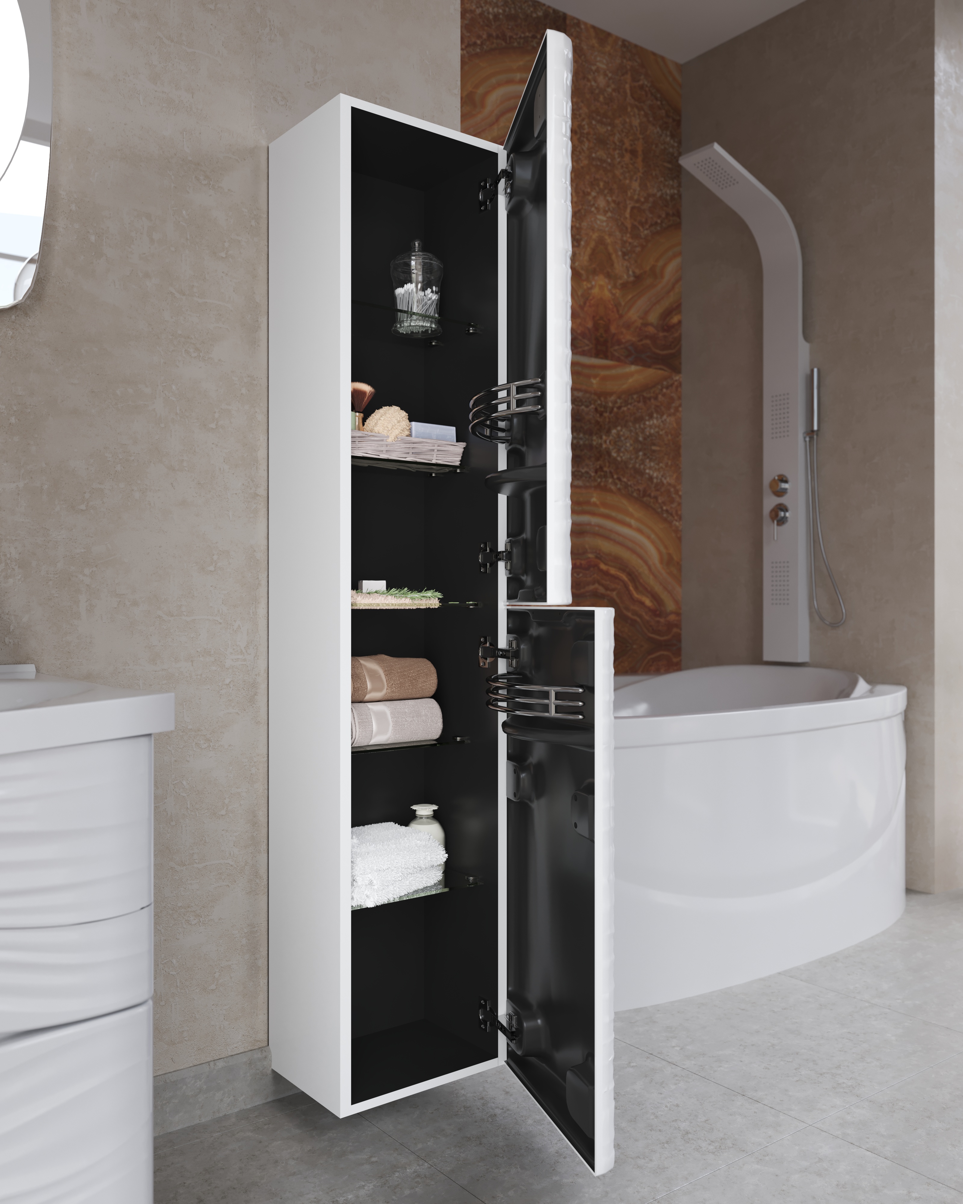 У48721 Шкаф - Пенал Breeze 35П, 2д, White L 1 Marka Breeze - Вид №1