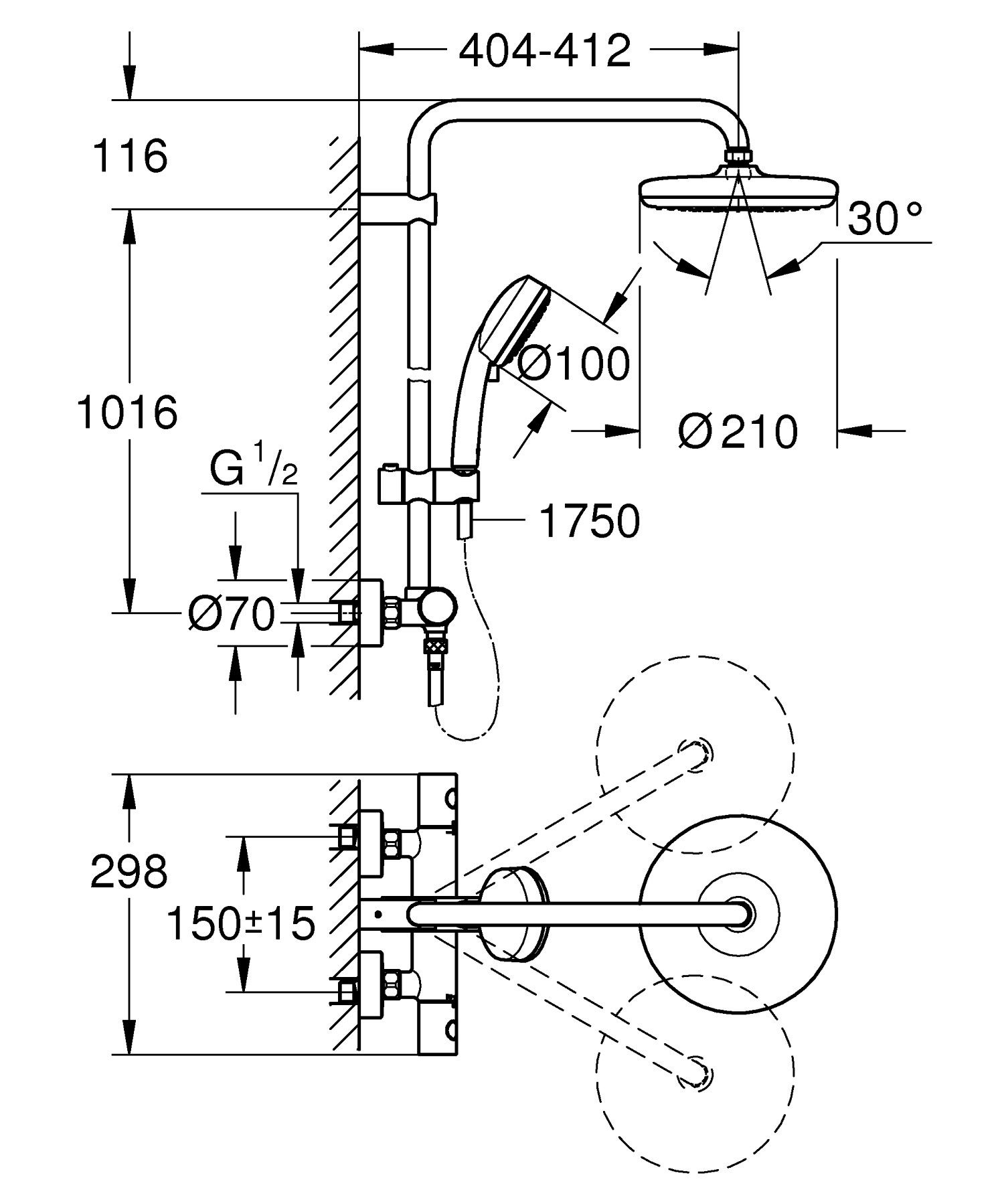 Термостатическая настенная душевая колонна Grohe Storm Cosmopolitan 100 ARCH-00096370 - Вид №4
