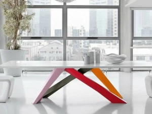 Bonaldo Стол со стальным основанием и деревянной или стеклянной столешницей