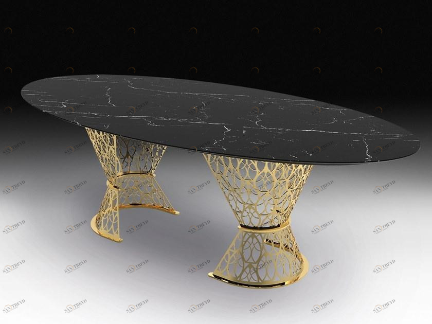 VGnewtrend Овальный стол из мрамора black marquina  7512128.96 