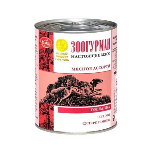 Т00004415 Корм для собак Мясное ассорти говядина конс. 750г ЗООГУРМАН 